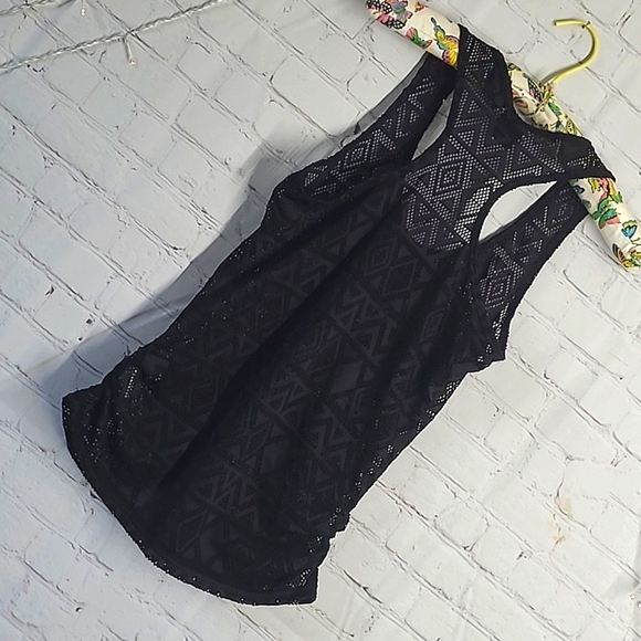 Eye Candy Sheer Fishnet Racerback Black Tank Top Womens Size Medium - Picture 11 of 15